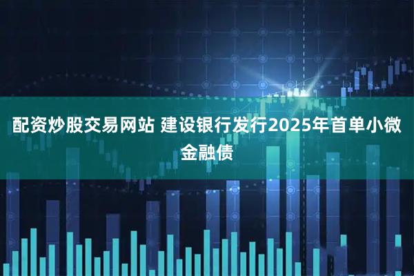 配资炒股交易网站 建设银行发行2025年首单小微金融债